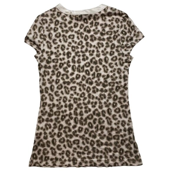 Banana Republic Shirt Top Women's XS Brown Beige Leopard Scoop‎ Short-Sleeve NEW - Picture 6 of 12